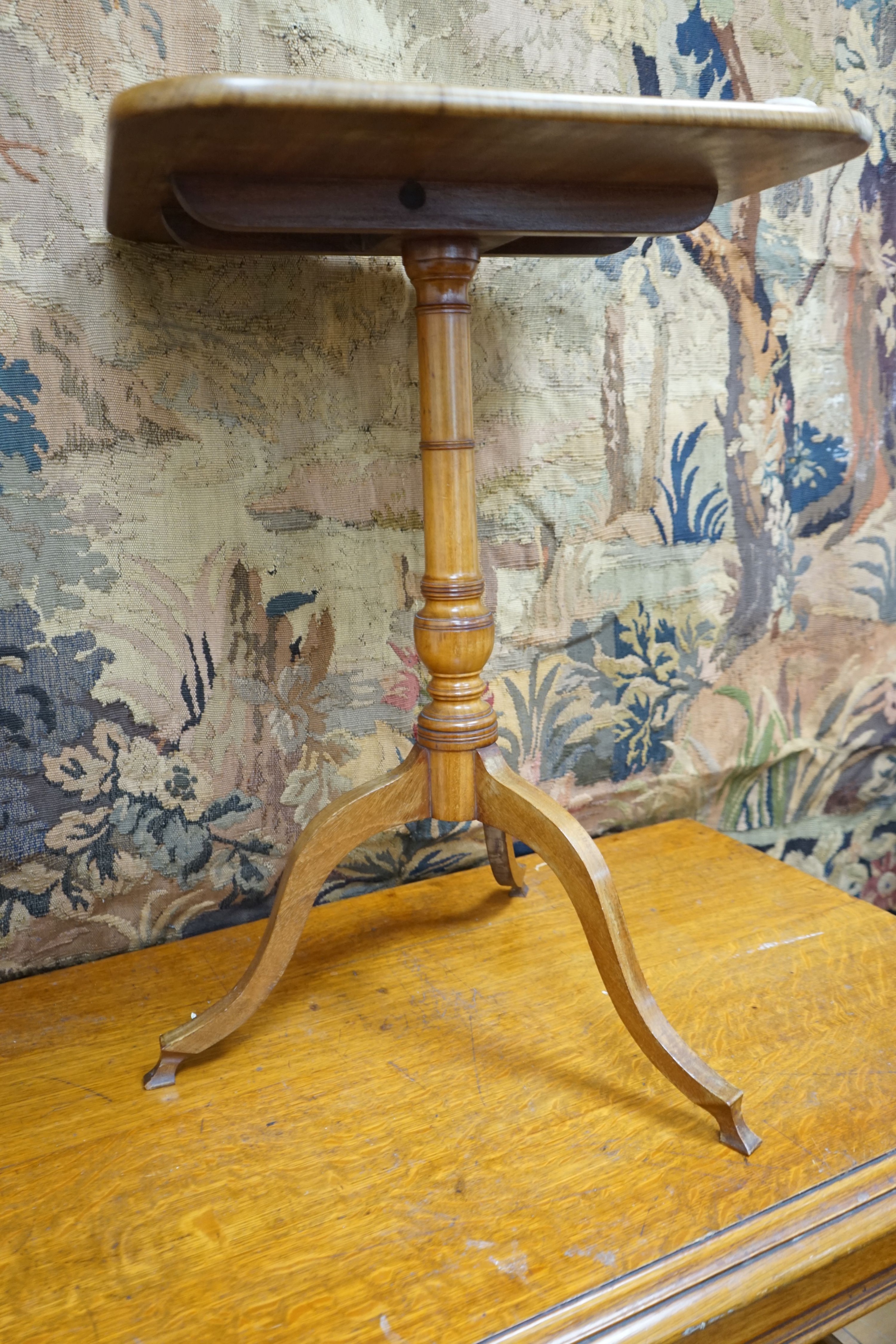A 19th century and later mahogany tilt top wine table, width 49cm, depth 49cm, height 72cm